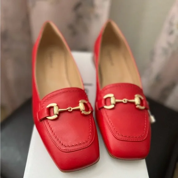 NWT LAMICA Gale Horsebit Loafers / Red Napa Leather / Size 39 - Picture 1 of 7